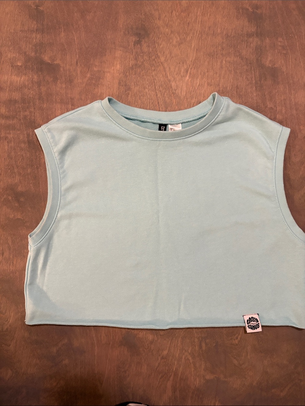 H&M Divided Light Blue Sleeveless Cropped Muscle Shirt